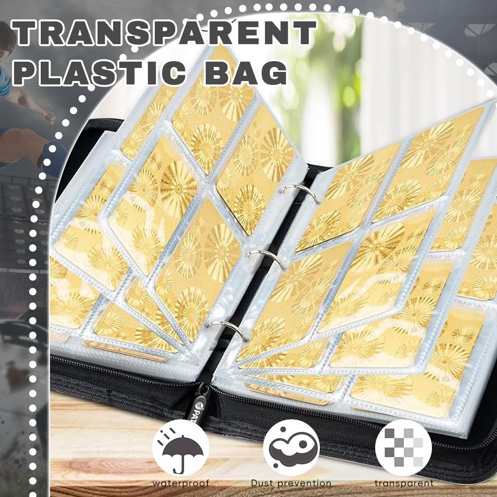 PATPAT Card Binder 400 Pockets PU Cover Zipper for Football Cards 4