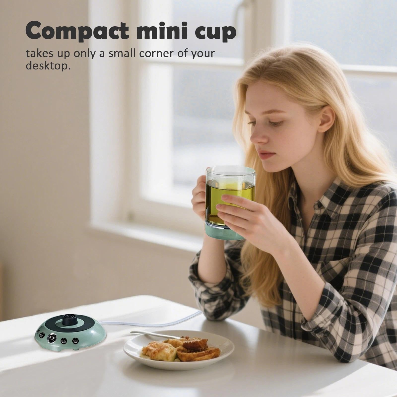 Mini Bouilloire en Verre 400ml, 400W, Bouilloire de Voyage 4-en-1