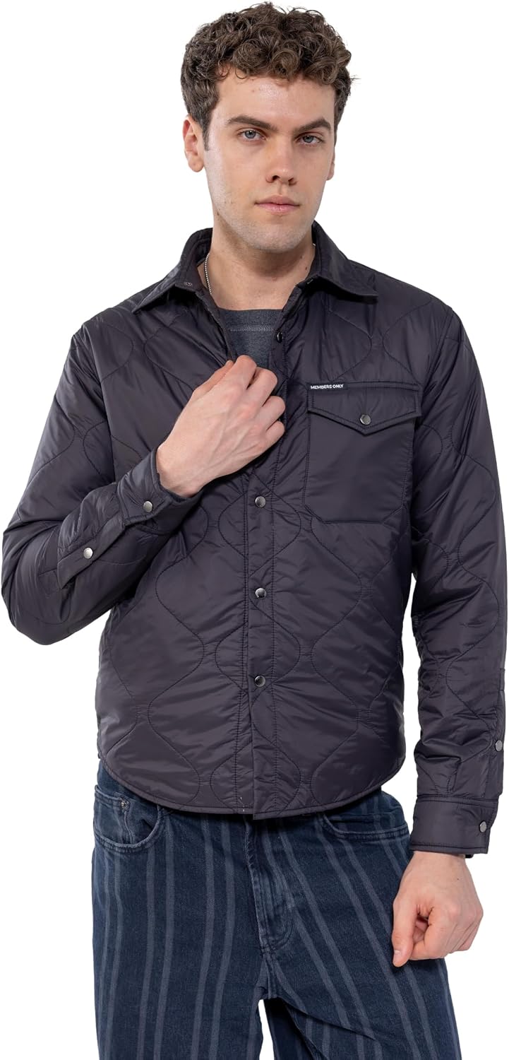 Members Only Quilted Mens Shirt Jacket | Flannel Lined Shirt Jacket for Men | Mens Quilted Jacket