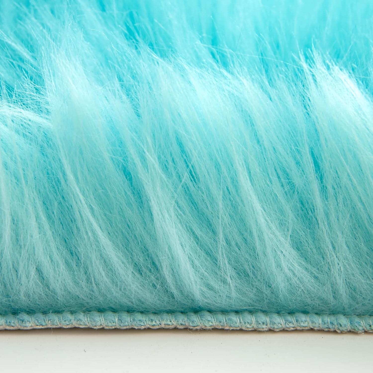 MIULEE Faux Fur Area Rugs Sheepskin Rugs Faux Fluffy Mat Fleece Chair Cover Seat Pad Soft Shaggy Area Mat for Bedroom Sofa Floor 60 x 90cm Cloud Shape Sky Blue - Image 5
