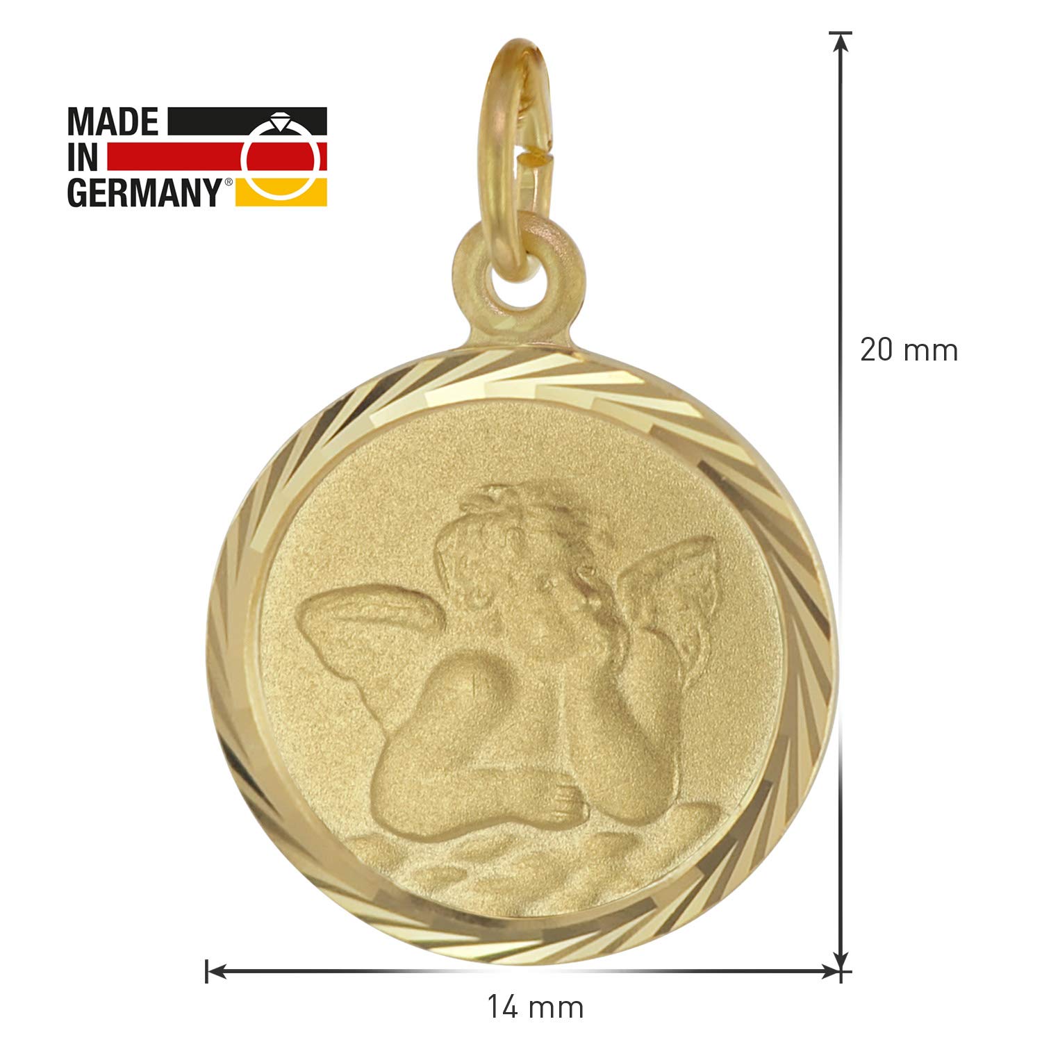 trendor Kinder-Halskette mit Schutzengel Anhänger Gold auf Silber 39030 | liebevoller Halsschmuck für Mädchen und Jungen, Engel-Anhänger, tolle Geschenkidee,