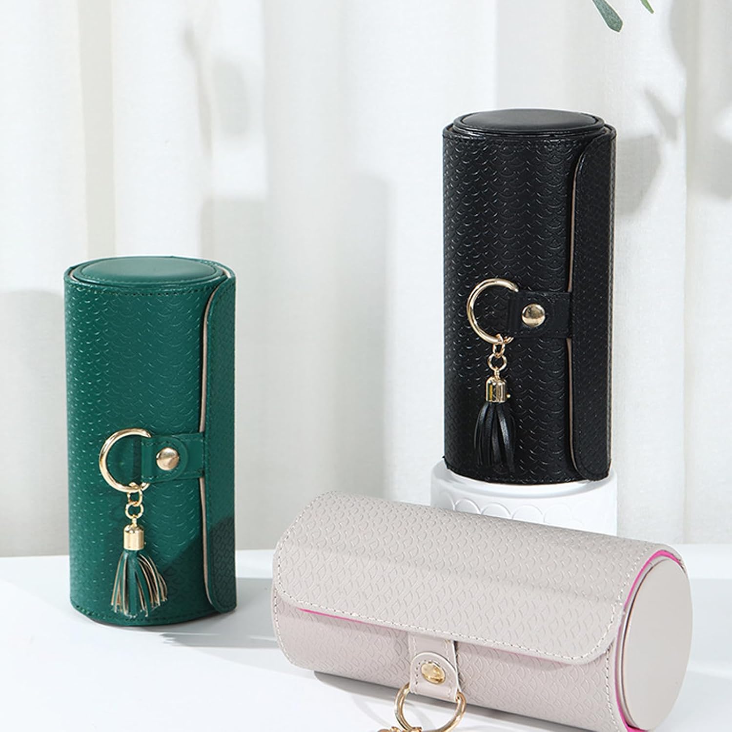 Secure Jewelry Organiser for Travel 3 Layer Foldable Round Box with Soft Padding for Earrings Necklaces Foldable Case image 4