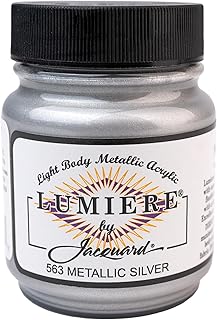 Jacquard Lumiere 2.25oz Fabric Paint Metallic Silver - Metallic Paint for Fabric, Leather, Canvas, Paper and Wood - Light-bodied Metallic Acrylic Paint - Lightfast & Vibrant Acrylic Paints