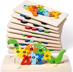 7 Pack Wooden Puzzles for Toddlers 3-5, Montessori Animal Puzzles for Kids Ages 3-5 with Numbers 1-10, Preschool Learning Educational Toys for 3 4 5 Year Old Boys Girls Birthday Gift