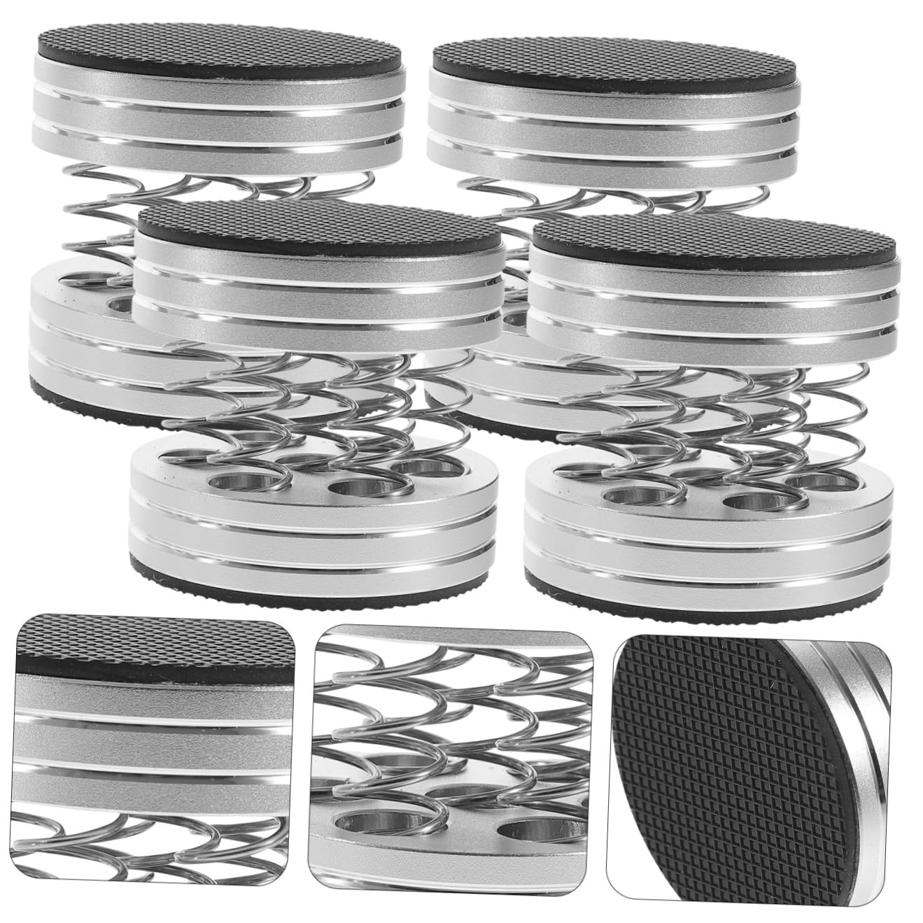 4 pezzi Piedini Isolanti Altoparlanti con Molla Supporto Anti-vibrazione per Subwoofer e Diffusori Protezione Pavimento Piedini Casse Audio Acciaio Inossidabile Facili da