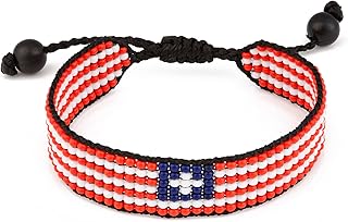Liberia Flag Bracelet: Handmade Bracelet,Adjustable Beaded Boho-Style Rope Bangle with Patriotic Design