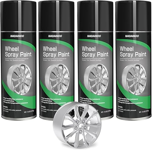 NADAMOO Pintura en aerosol de aluminio para ruedas, pintura semibrillante para borde de automóvil para recolorear y proteger la superficie de metal,