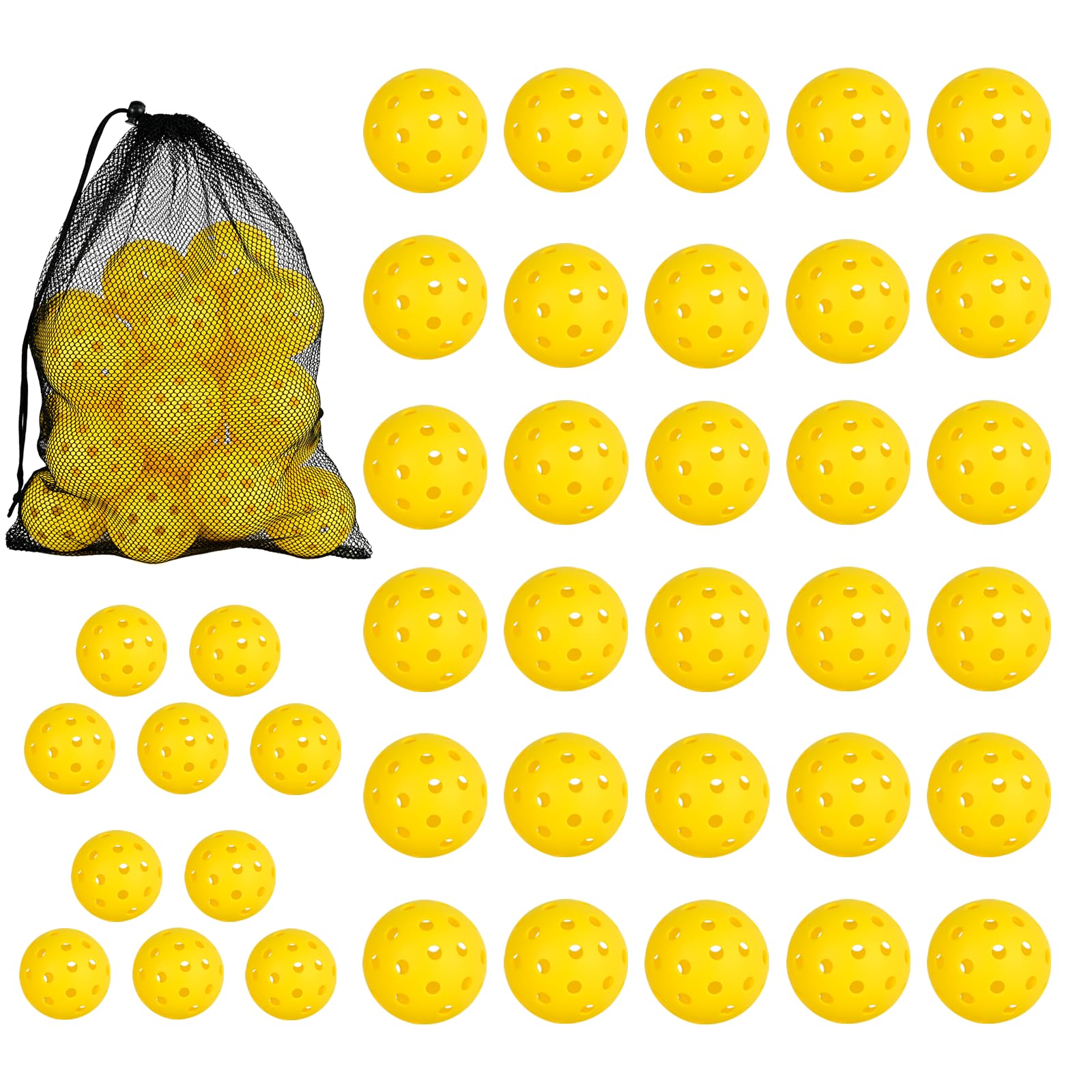 PICKLETECH Pickleball 20 Pack | 40 Pack - 40 Holes Multicolor Outdoor Pickleball with Mesh Bag, Perfectly Balanced, High Bounce True Flight, Pickle Ball for Tournament Play