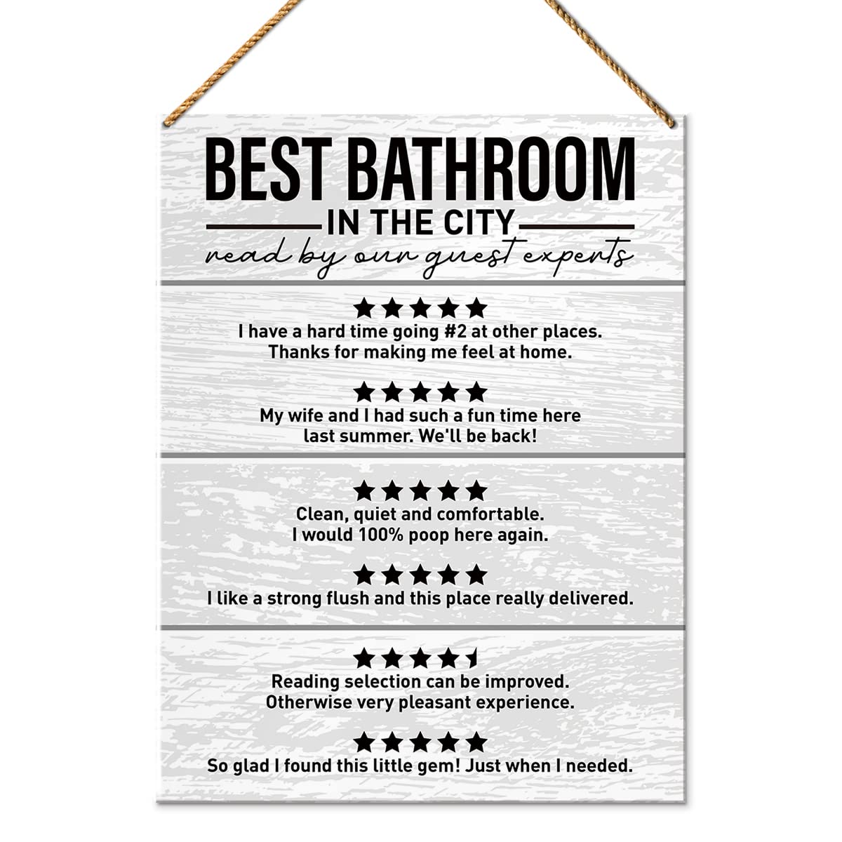 Funny Bathroom Wood Sign Decor, Best Bathroom in The City, Guest Bathroom Decoration Toilet Restroom Decor Farmhouse Wall Art, Housewarming Gifts for New House Home Women Men