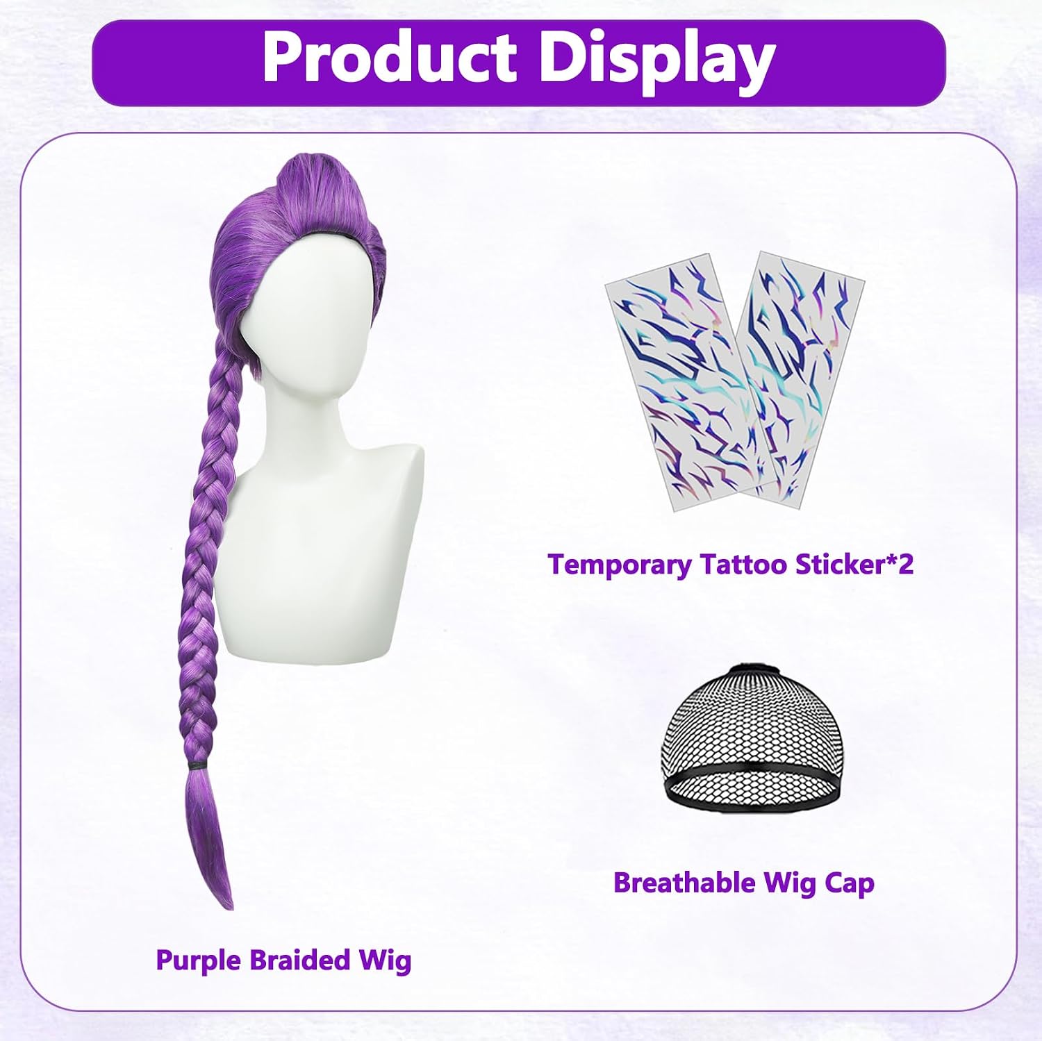 Mersi 24'' Kid Purple Braided Ponytail Costume Wig for Girls Cosplay S144