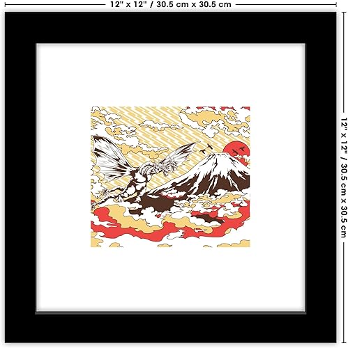 Vista 14 de Trends International Gallery Pops Godzilla - Póster de pared tradicional japonés rey Ghidorah volador, 12.00 x 12.00 pulgadas, versión de marco