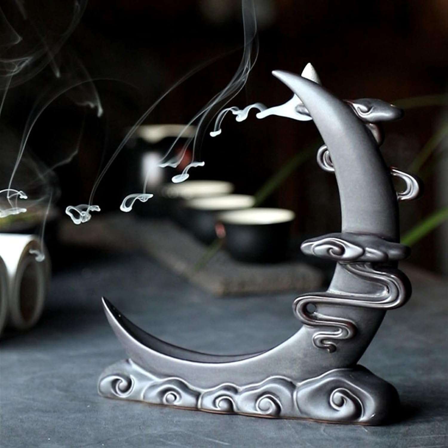 HEXEH Incense Burner Creative Reverse Flow Incense Burner Ornaments High-end Ceramic Decorative Incense Holder Retro Cloud Pattern Incense Ware Incense Holder