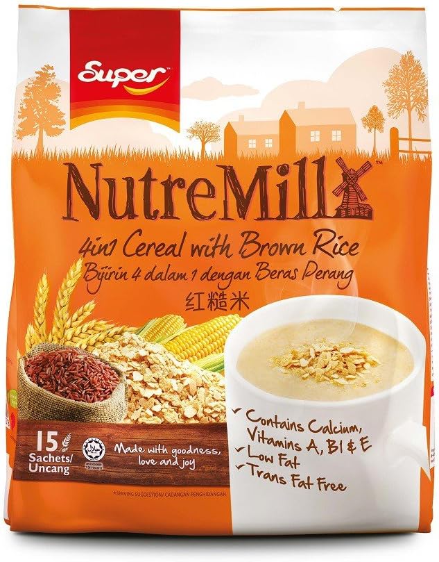 2-Pack/Super NutreMill 4-In-1 Brown Rice Cereal/Naturally Delicious, Rich In Nutrients/Whole Grain Cereal At Its Finest/Smart Pick For A Healthy Diet/ 15s x 30g/pack