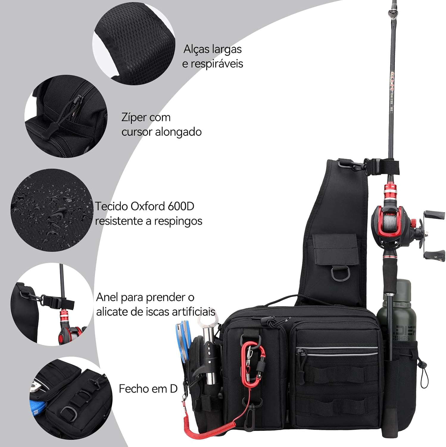 Bolsa de Pesca Transversal Impermeável para Camping e Viagem Bolsa de Pesca Transversal Impermeável para Camping e Viagem