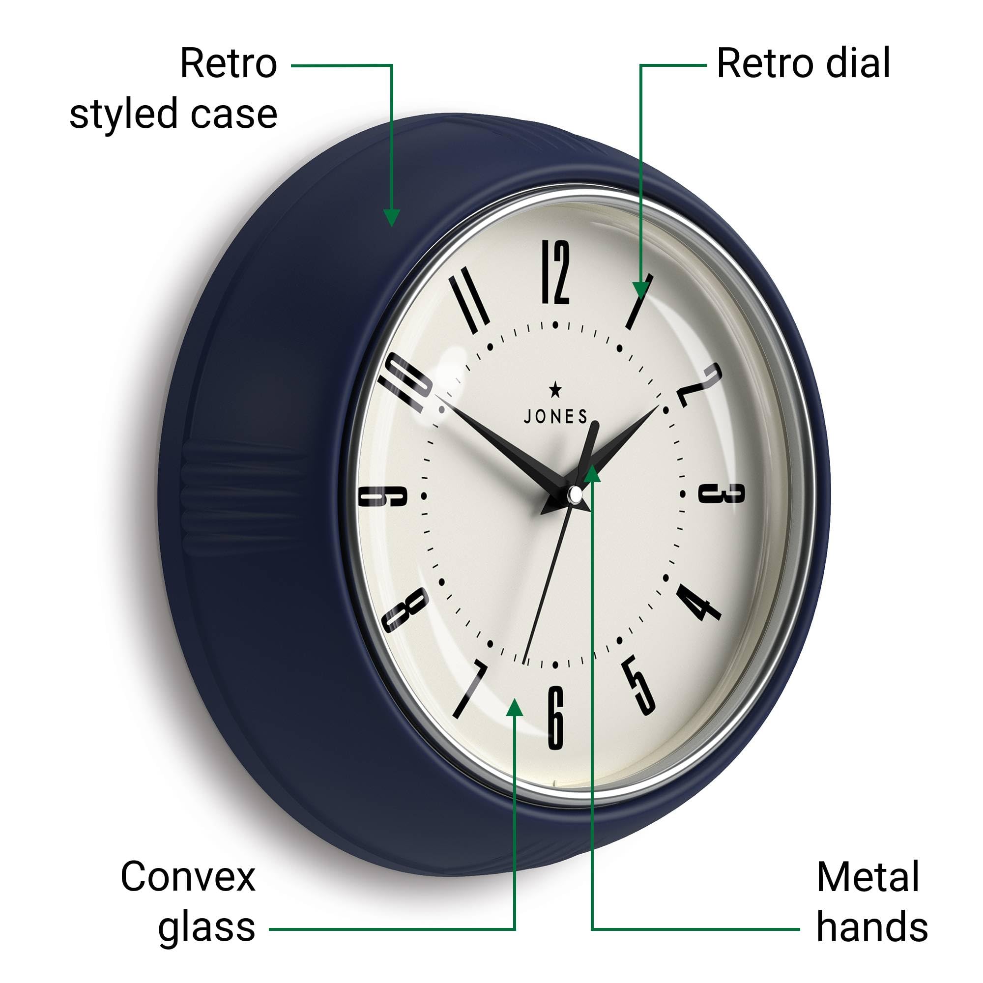 JONES CLOCKS® Serenity Horloge Murale | Horloge Ronde Classique | 30 cm | Marine Nationale