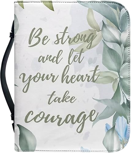 Miniatura 36 de Bolsas de cuero para iglesia, funda de Biblia gris león, bolsa protectora de la Biblia de poliuretano, funda de transporte portátil con asa