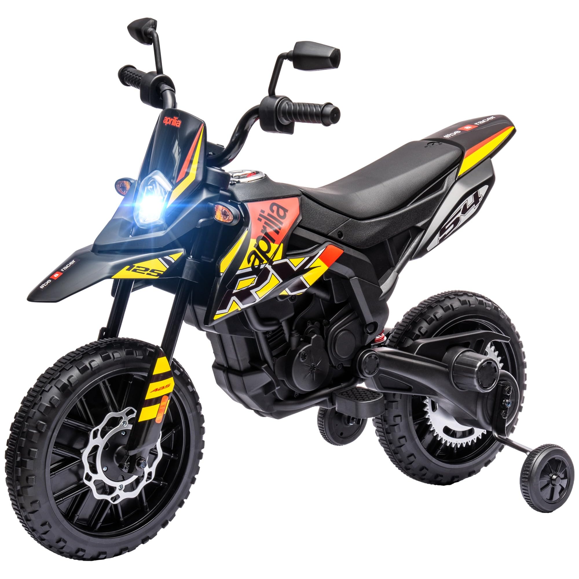 AIYAPLAY 12V APRILIA Moto Elettrica per Bambini 37-96 Mesi, Giallo