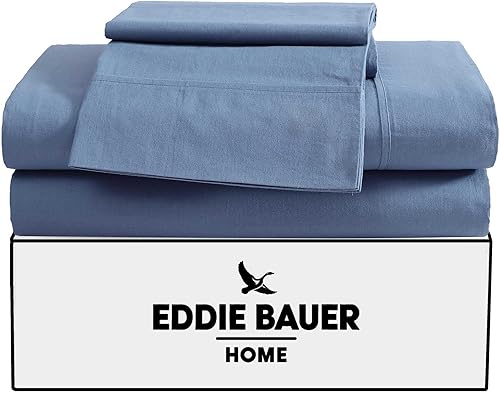 Miniatura 2 de Eddie Bauer Juego de Sábanas King, Juego de Ropa de Cama de Percal Lavado con Bolsillos Profundos, Super Suave, 100% Algodón de Lujo con Tejido de