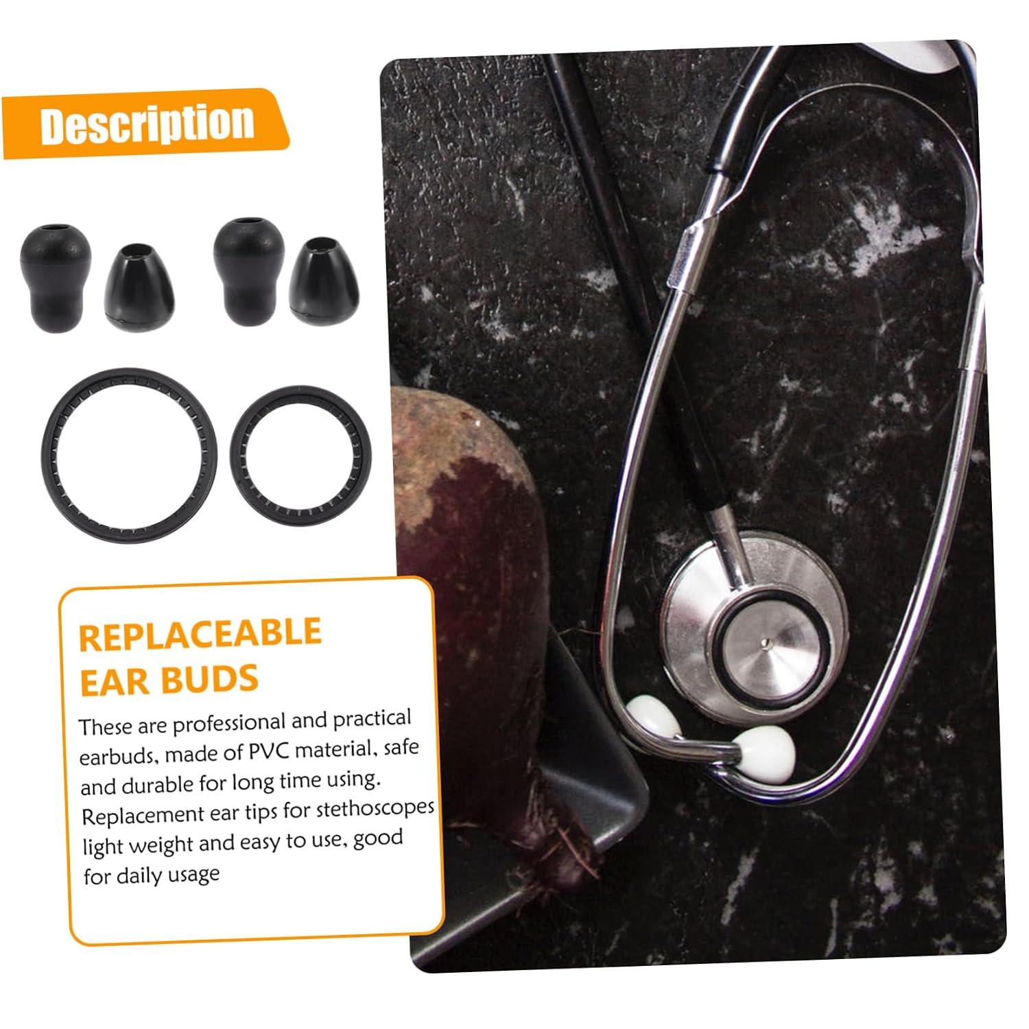 4sets Earbuds Replacement Kit for Pediatric Adult Stethoscopes Comfortable Soft Diaphragm Cover Earplugs Sealing Performance Extend Lifespan