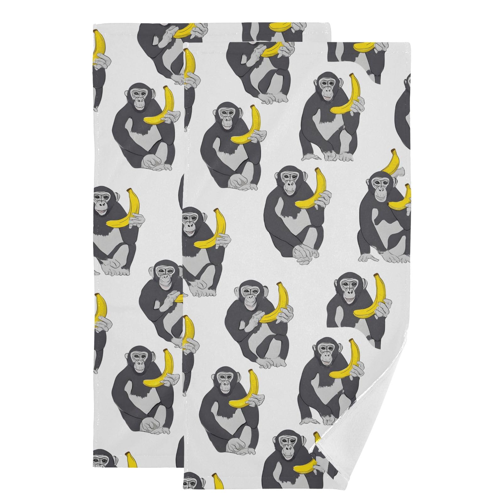Toallas de mano de algodón Gorilla Banana, altamente absorbentes y de secado rápido, pack de 2