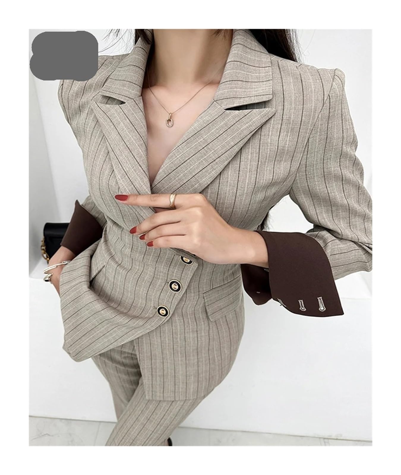 Conjunto Formal de Dos Piezas Autumn Winner, Elegante Traje Manga Larga, Chaqueta y pantalón, Trajes Casuales for Mujer para Negocios, Trabajo, Oficina, Formal