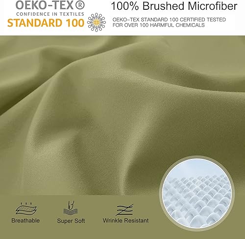 Miniatura 3 de YIYEA Sábana bajera tamaño King con funda de almohada, 1800 hilos de microfibra cepillada de alta calidad, bolsillo profundo de hasta 16 pulgadas,