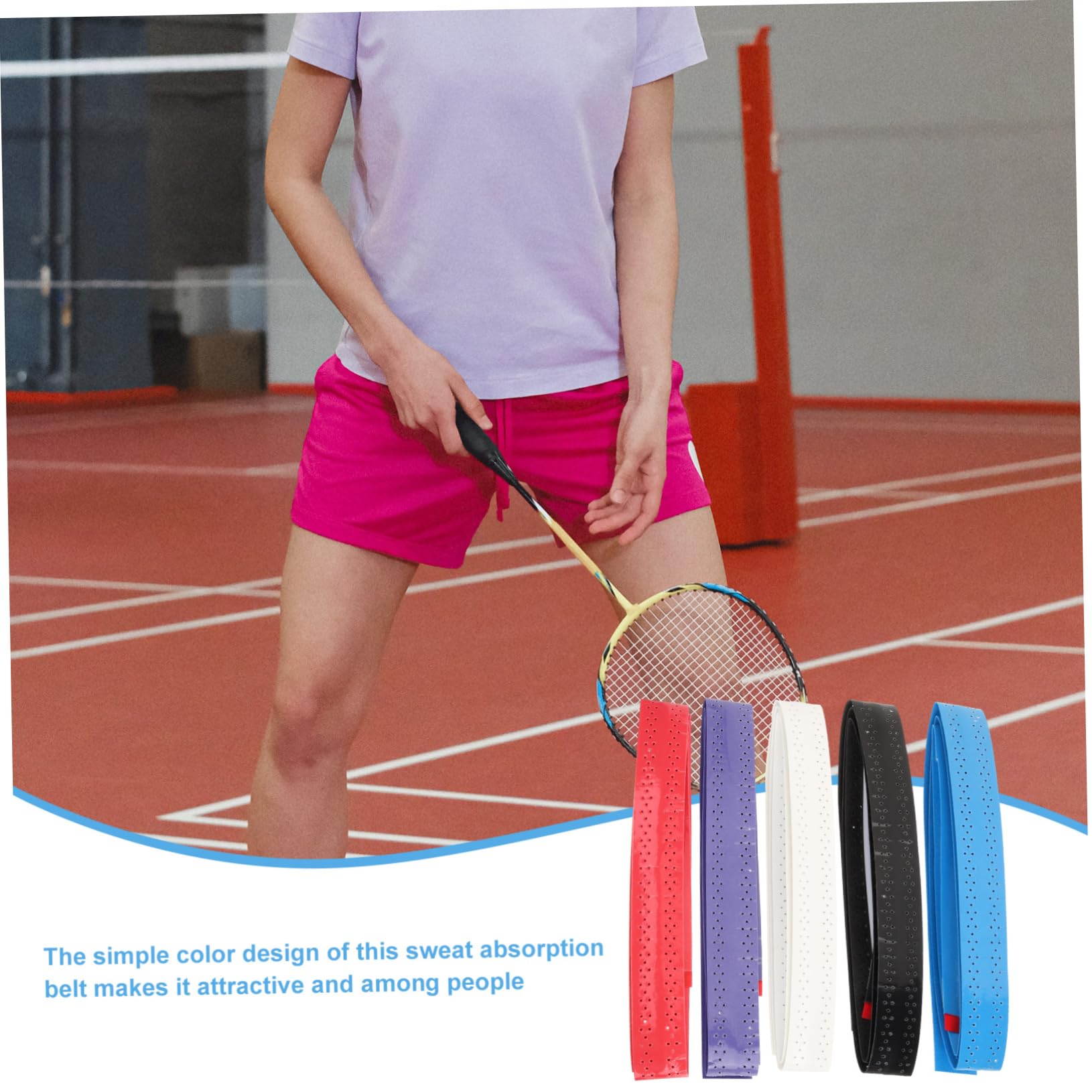 SUPVOX 5 Set Cinturino per Racchetta da Badminton Impugnature Navetta da Badminton Bandalette Racchette Tennis Cintura Avvolgente per Racchette Racchetta Sull'impugnatura Eva 5 Pezzi * 5