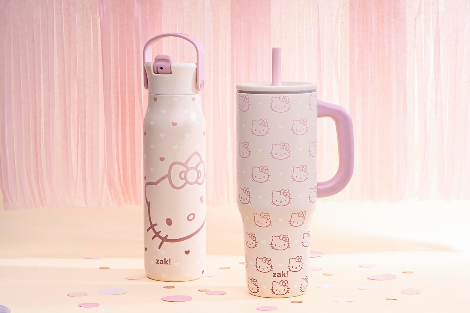 Zak Designs Sanrio Sutton Travel Tumbler for On the Go or At Home, 40oz Stainless Steel with Vacuum Insulation, Silicone Straw, and Carry Handle for Cold Drinks (Hello Kitty) - Image 10