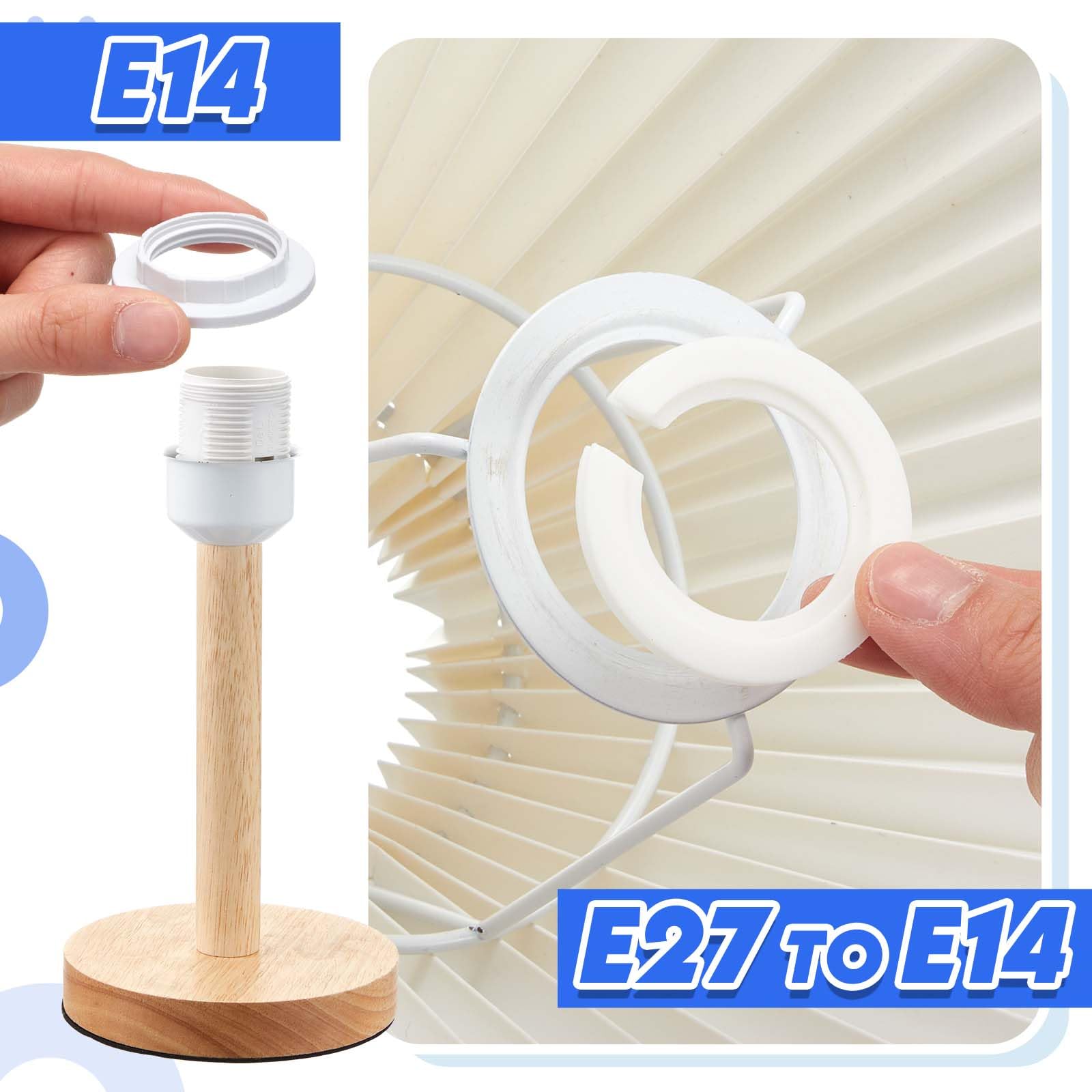 Weewooday 10 Pack E27 to E14 White Lamp Shade Adapter Ring, Plastic Lampshade Reducer Ring Converter - Image 2