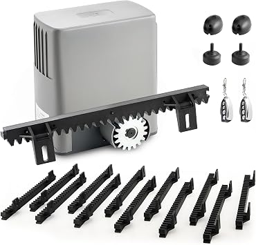 CO-Z 1400lb Rack Driven Sliding Gate Opener with Alarm System, 280W Automatic Gate Opener with Remote Controls, Electric Gate Motor for Gates up to 40ft, Complete Rack Gate Operator Kit for Driveways
