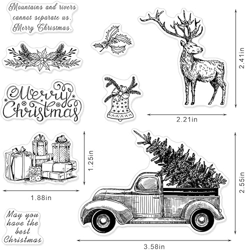 Miniatura 2 de Sellos transparentes para árbol de Navidad para hacer tarjetas y decoración de álbumes de fotos, palabras de felicitación de Navidad, sello de