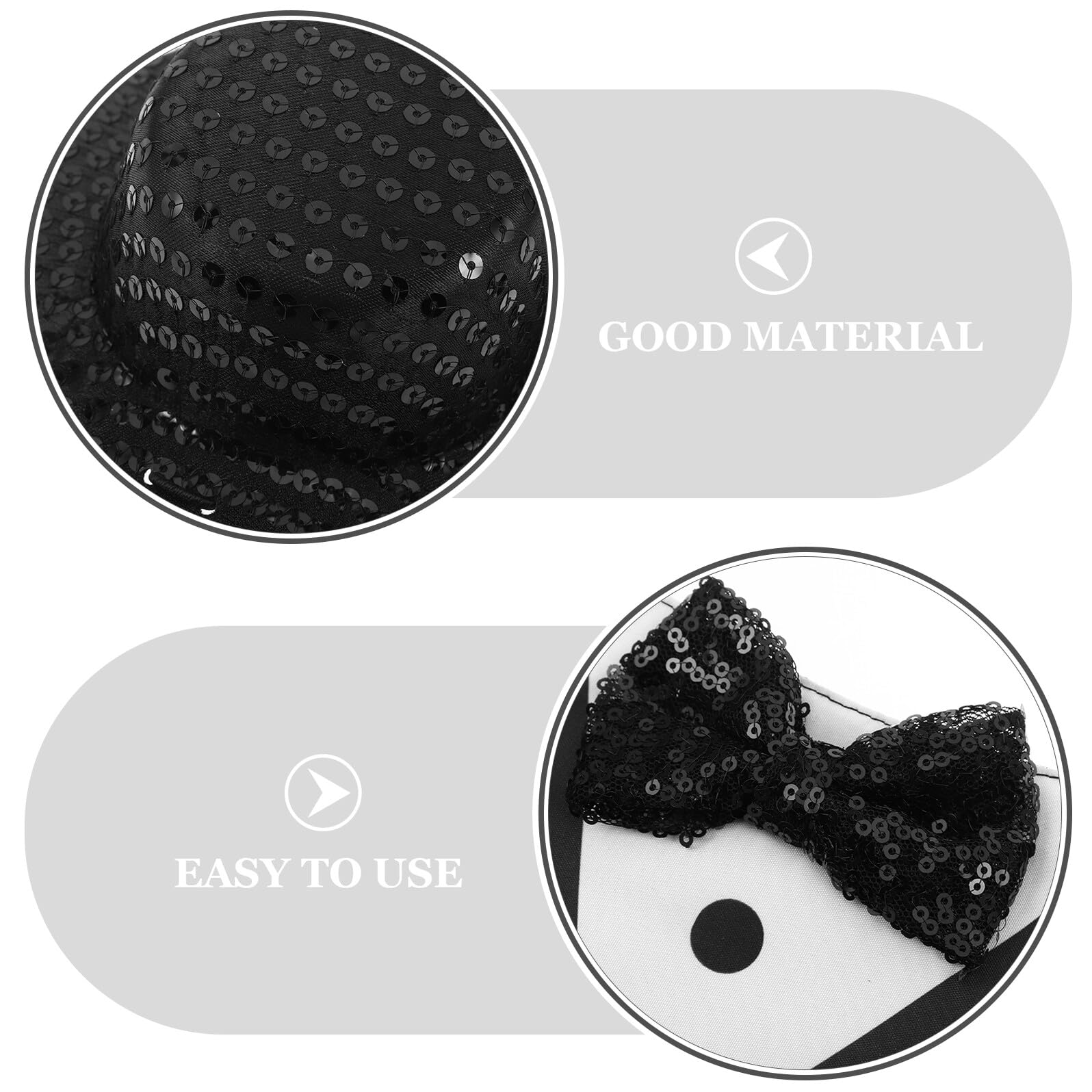 Veemoon Smoking pour Animaux de Compagnie 2 Pièces M Noir Comprenant Chapeau et Bandana, Costume Habillé pour Chiens et Chats, Accessoires de Cérémonie pour Fêtes et Mariages
