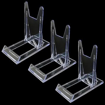 Acrylic Plate Stands 3PCS Two Part Adjustable Clear Acrylic Plastic Display Stand Easel, Plastic Display Holders