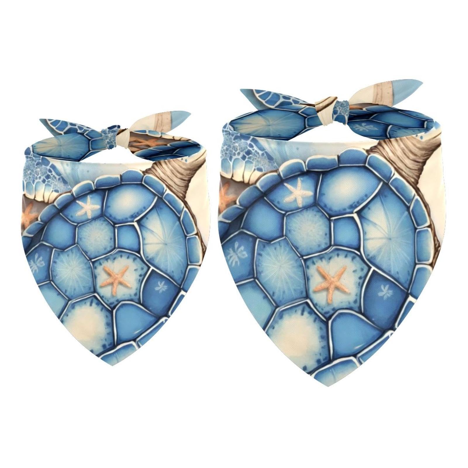 2pcs Pack Dog Bandanas Vintage Sea Turtle Starfish Triangle Scarf for Small Medium Large Dogs and Cats Pet Kerchief Triangle Scarfs Bibs