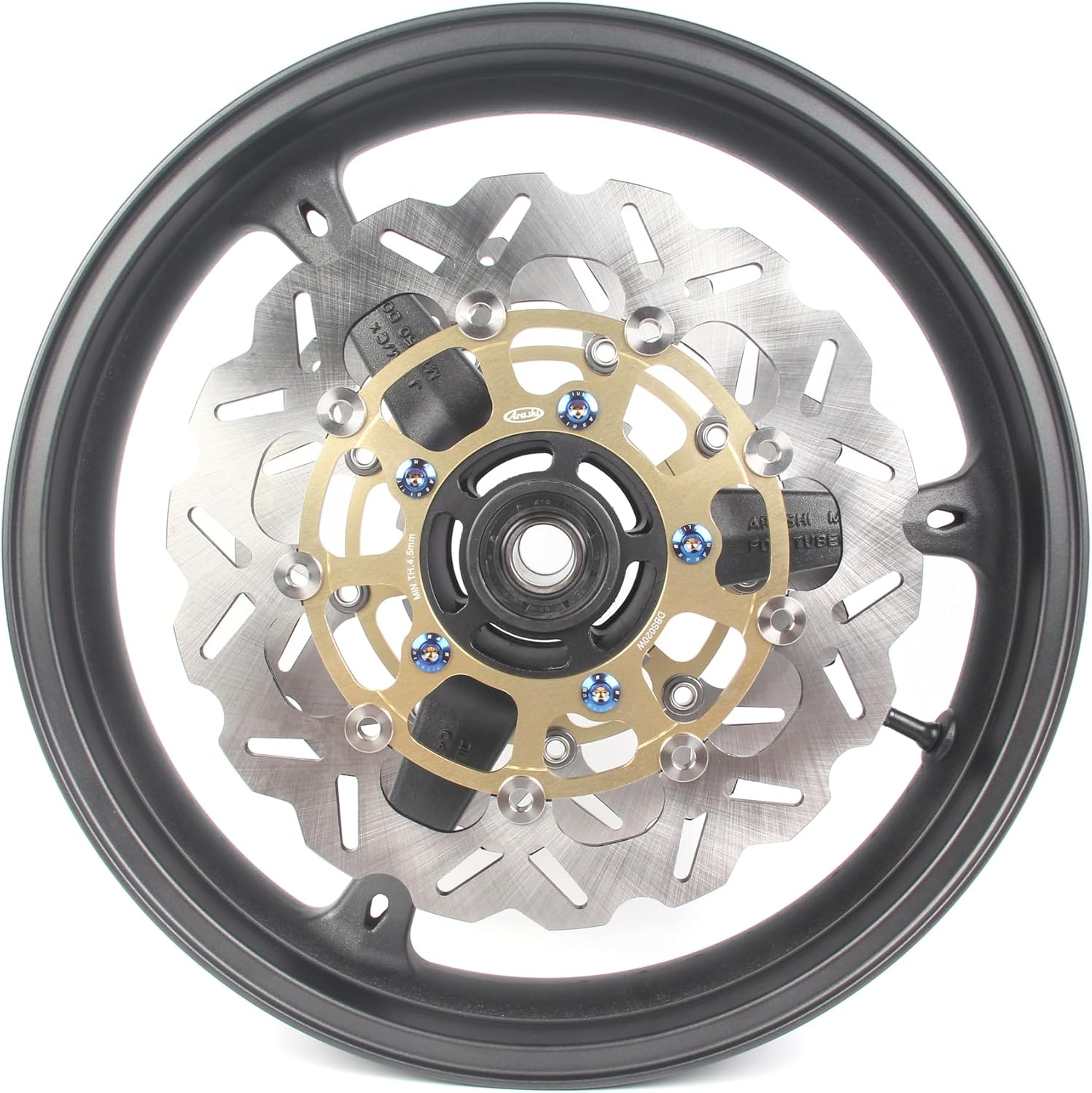 Arashi Front Wheel Rim and Brake Discs Rotors for Suzuki GSXR 600 750 2006-2007, GSXR 1000 2005-2008, Motorcycle Replacement Accessories Parts Matte Black