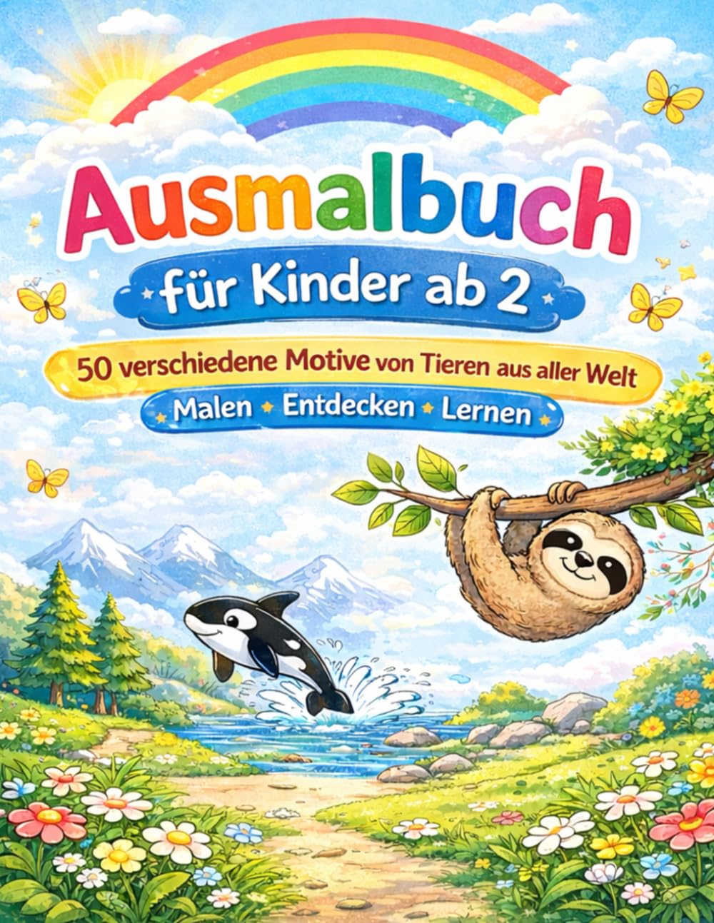 Ausmalbuch für Kinder ab 2: 50 verschiedene Motive von Tieren aus aller Welt | Malen | Entdecken | Lernen