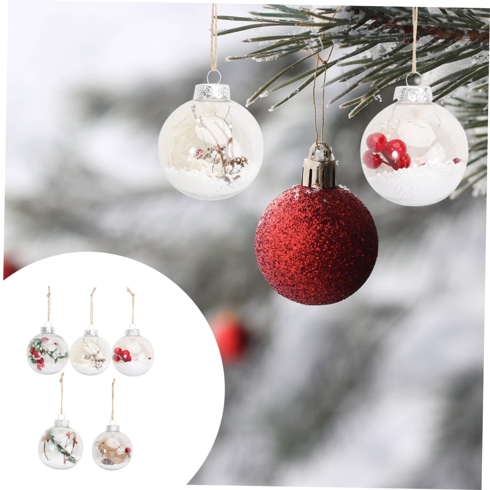 Ciieeo 3 Set 5 Pezzi Di Natale Trasparente Palla Di Natale Trasparente Riempibile Ornamenti Palla Decorazioni Per L'Albero Di Palla Infrangibile Omaggi Di Palla