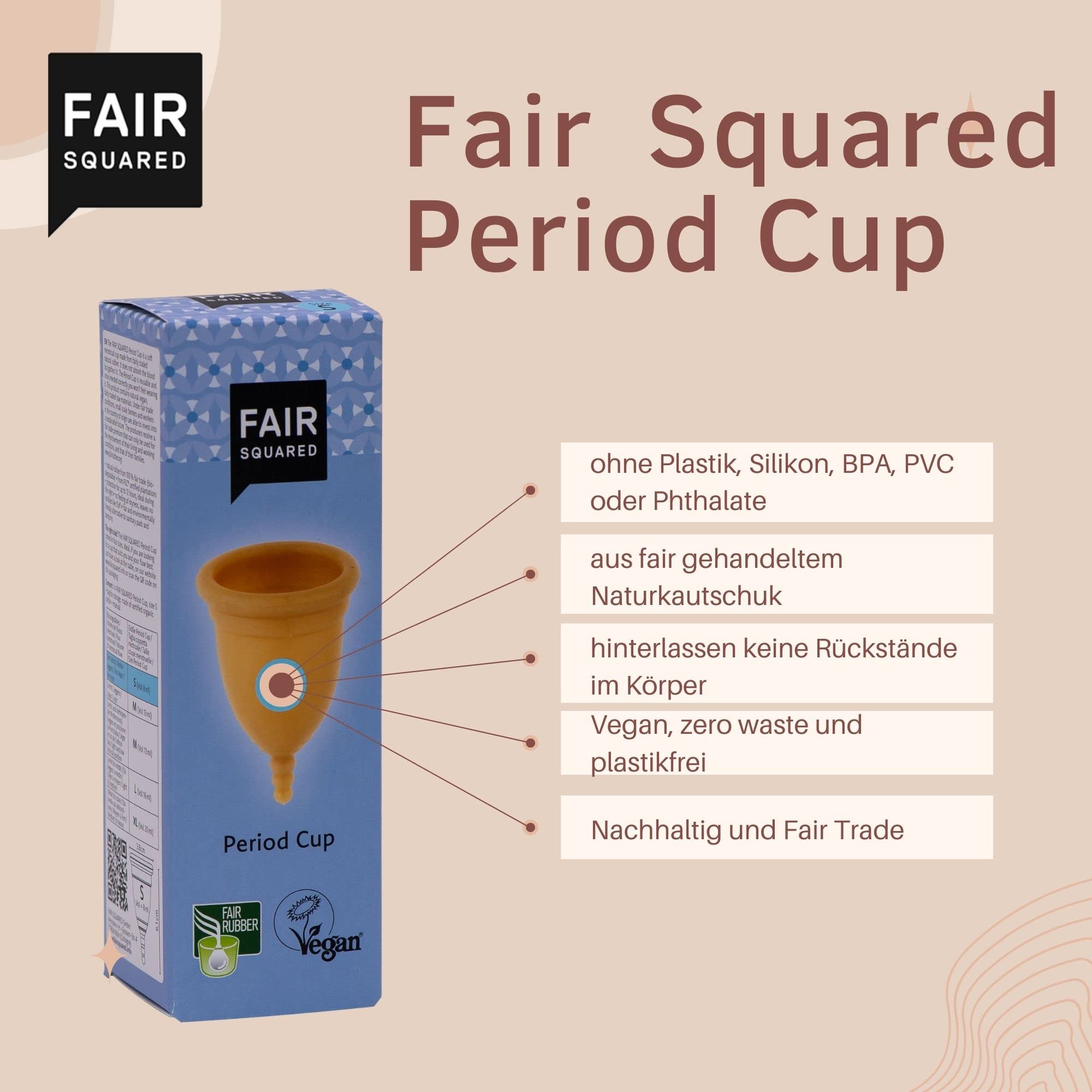 Fair Squar Copa Mestrual De Latex 100 Natural Fsc Talla L 13-400 g