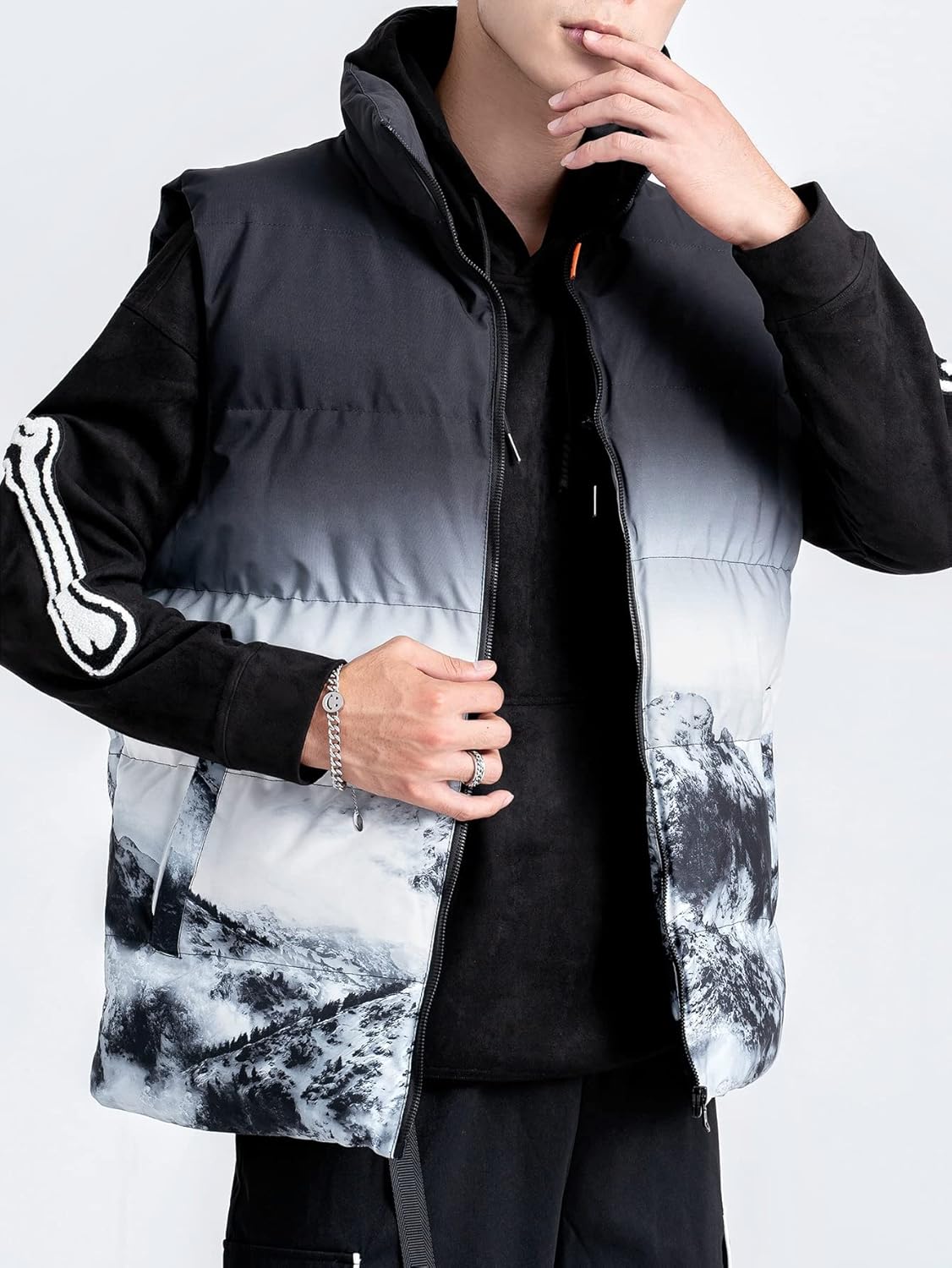 Jackets for Men Men Landscape Print Vest Puffer Coat