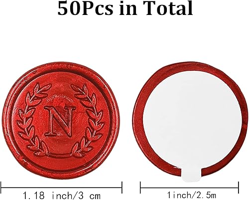 Miniatura 270 de 50 calcomanías adhesivas de cera con letra F, hechas a mano, sin necesidad de sellar, rasgar y usar calcomanías de cera para invitaciones de boda