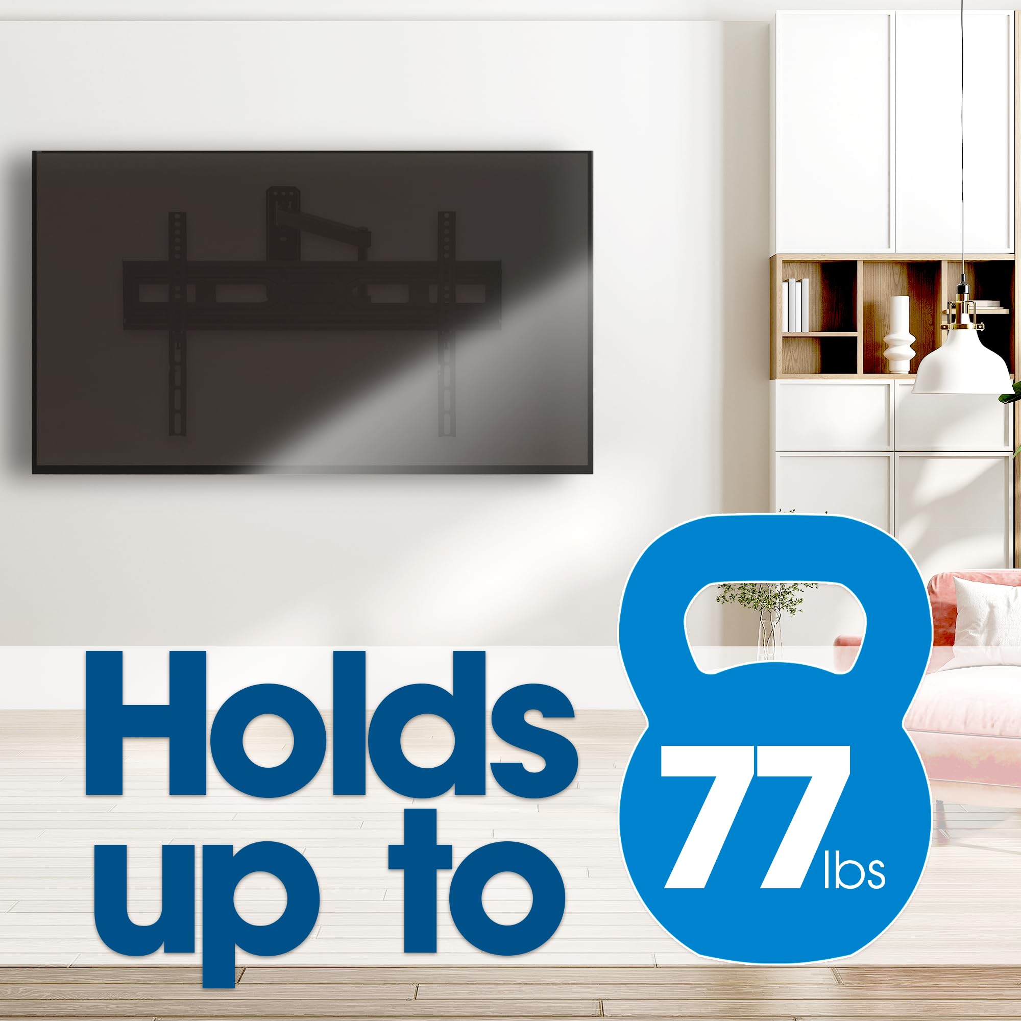 MANHATTAN TV Wall Mount for Screens from 37" to 70" and up to 35 kg, Full Motion (Fully Movable), Horizontal Adjustable, Black - Image 4