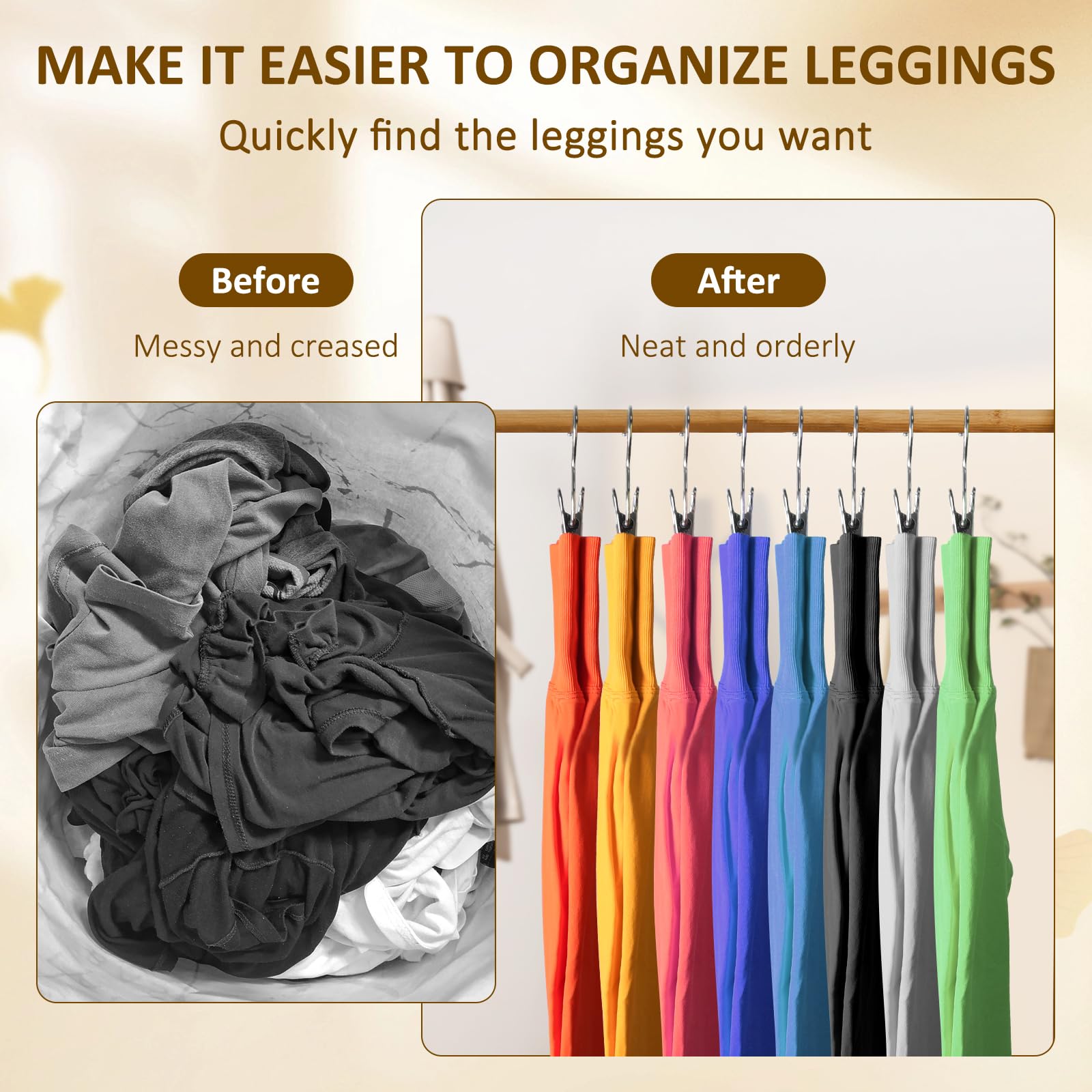 Confezione da 2 grucce per leggings per organizer da armadio, grucce