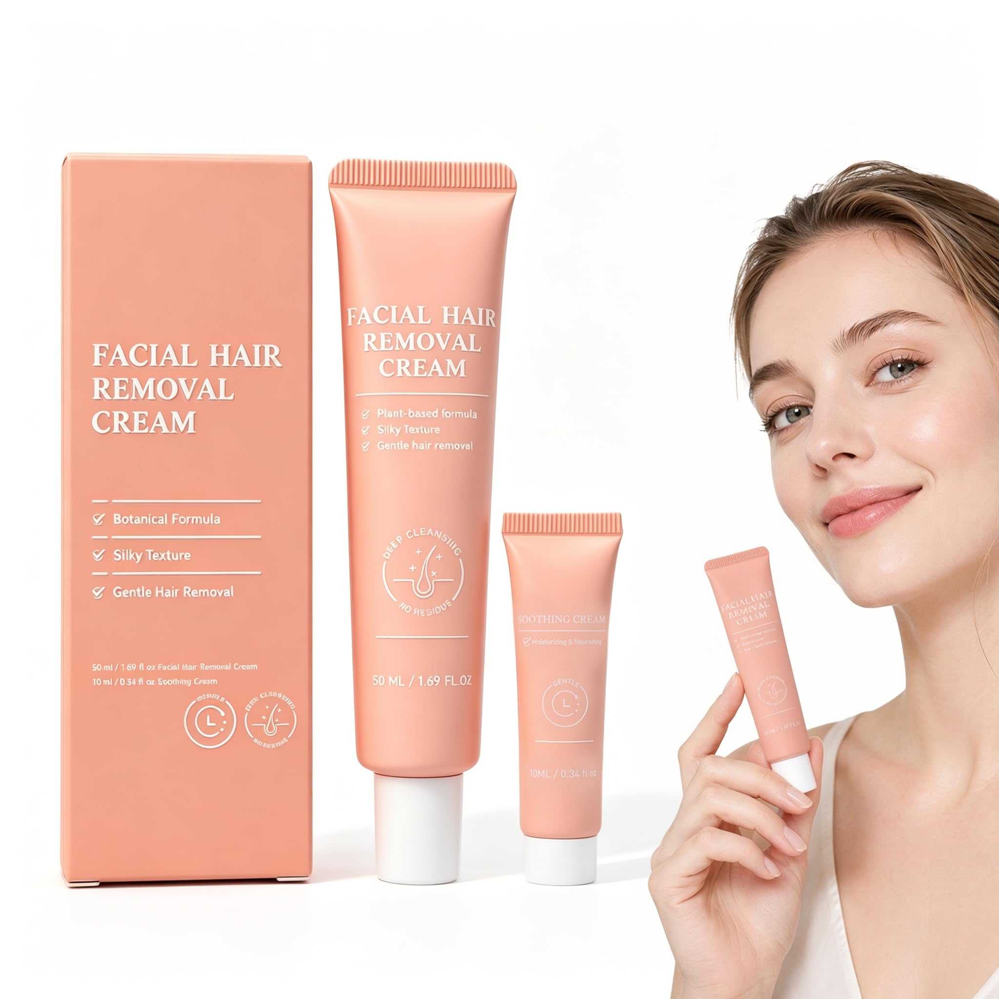Female facial hair removal cream，Painless & Gentle for Sensitive Skin