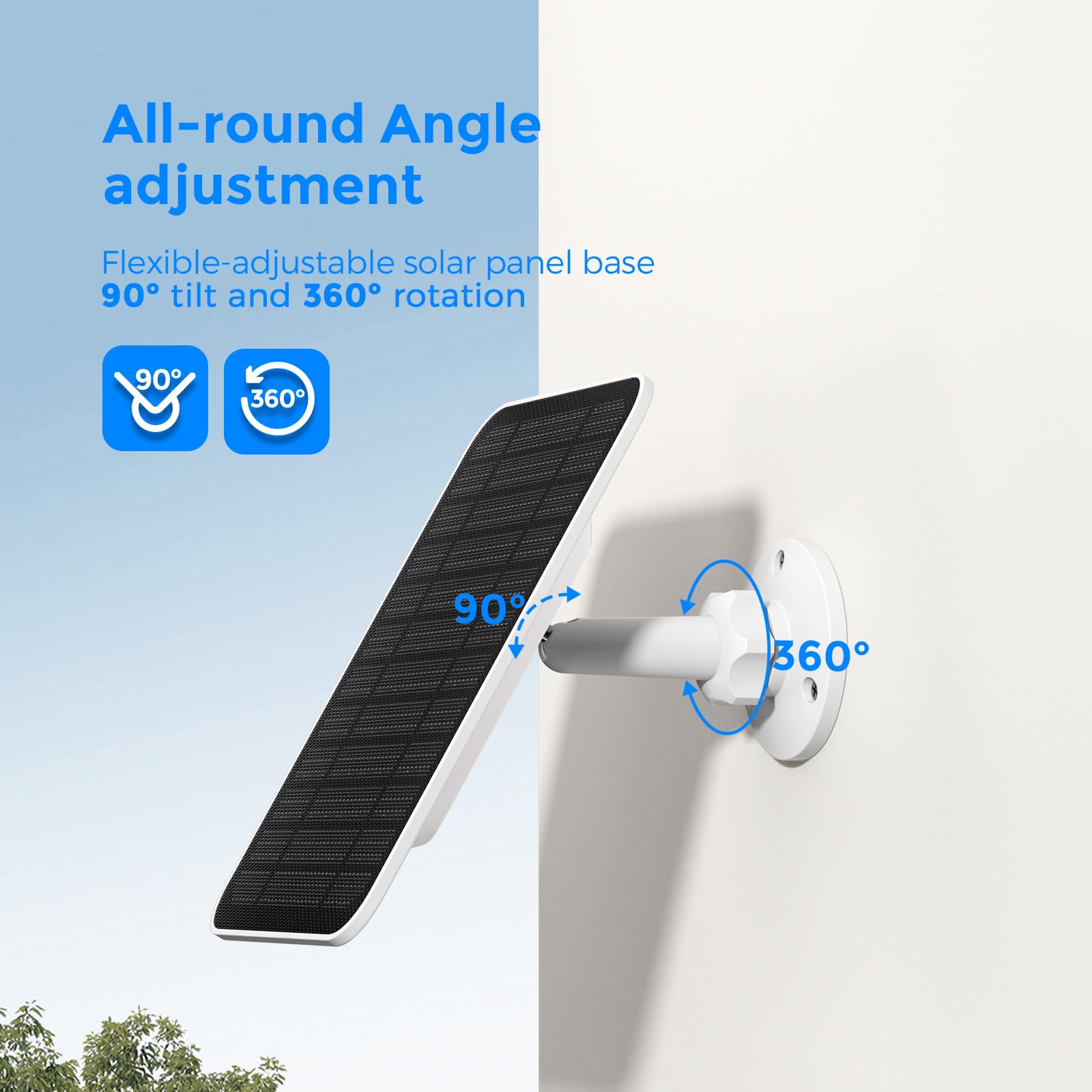 5V 4W Arlo Solarpanel-Ladegerät,kompatibel mit Arlo Pro 3/4/5,Ultra,Pro 3 Floodlight,Go 2,Essential Outdoor 2. Generation,Essential 1.Generation,mit integriertem 2000mAh Akku und 4 m langem Stromkabel