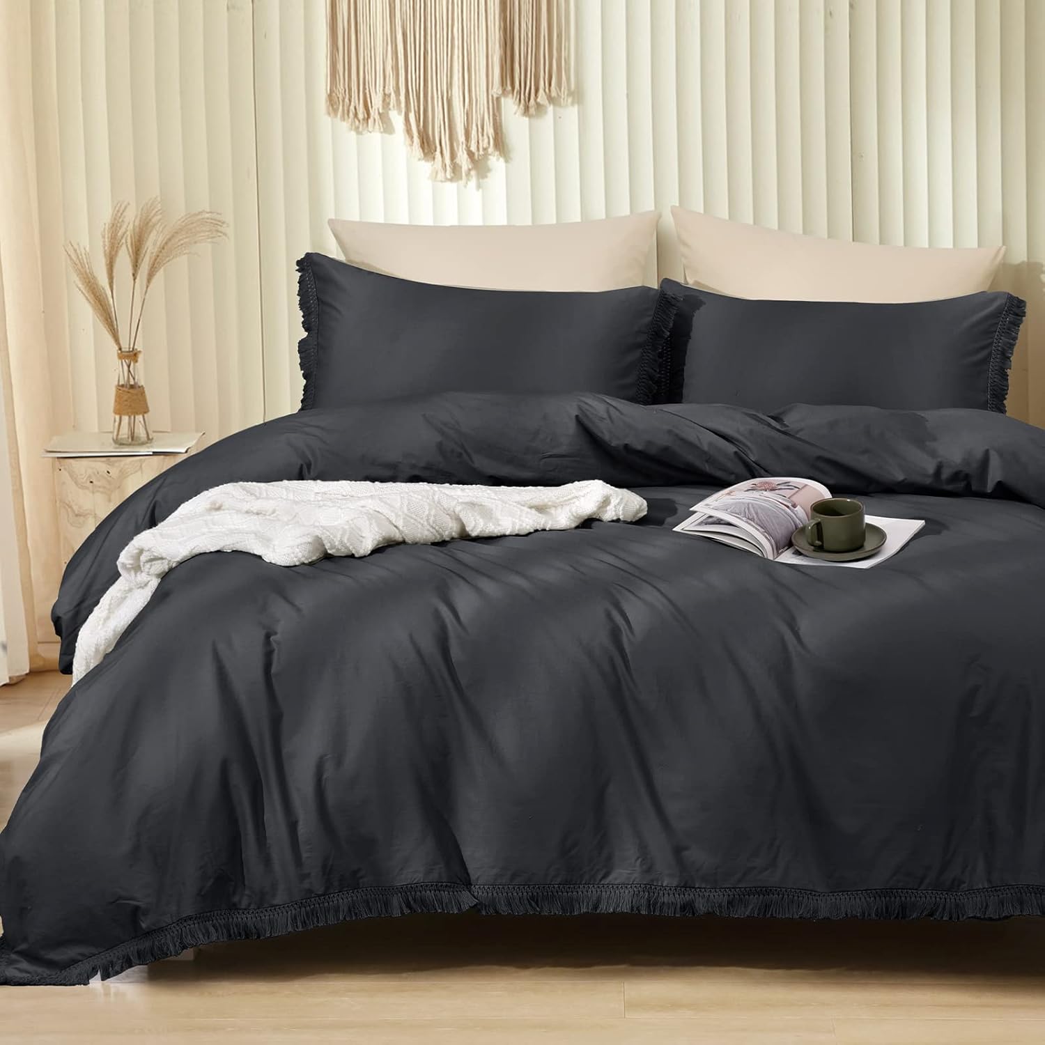 PHF 100 Washed Cotton Linen Like Duvet Cover Twin Size