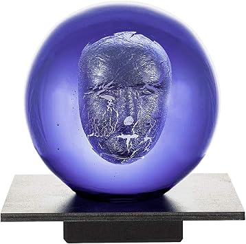 Kosta Boda Headman Blue Crystal Sculpture/Decor, 4.75" High x 4.75" Wide