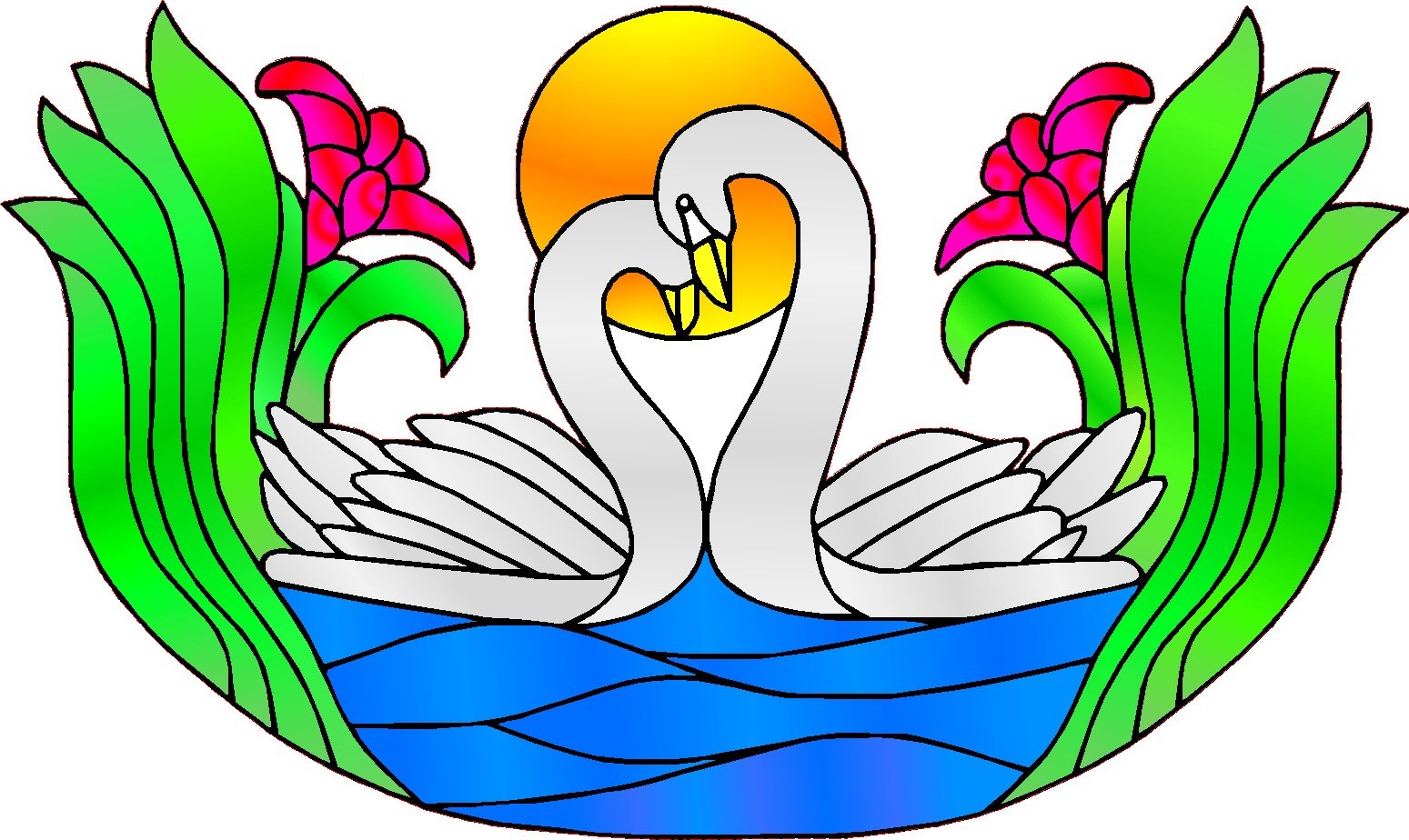 Lightningsigns Multicolor Multicoloured Swans Stained Glass Effect Window Decoration Sticker Lsse2 (3) Large