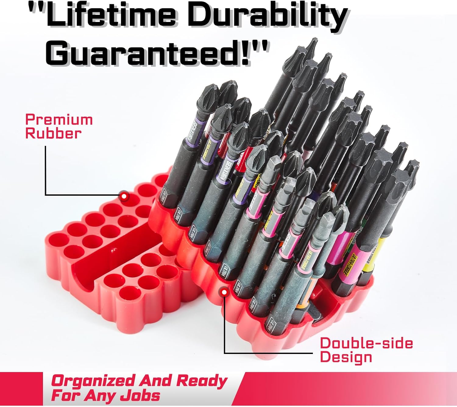 Geinxurn Impact Screwdriver Bits Set, 33 Pieces 3”Multi Head Magnetic S2 Steel Driver Bits PH/SQ/Torx/Pozi With Red Soft Base