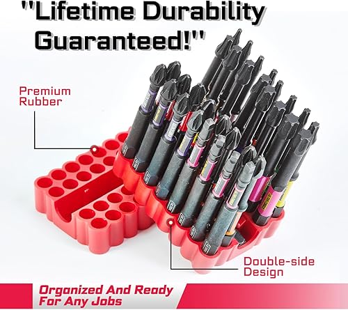 Miniatura 3 de Juego de puntas de destornillador de impacto, 33 piezas de 3" Cabezas múltiples magnéticas de acero S2 PH/SQ/Torx/Pozi con base suave roja