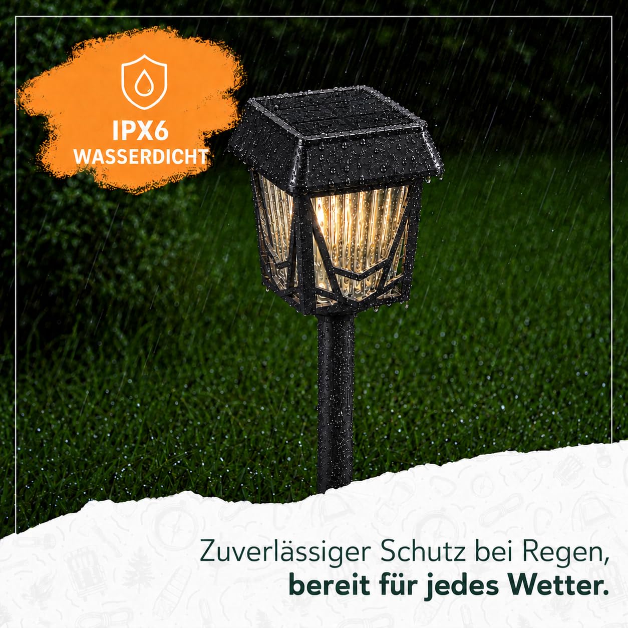 ROCAM Solarleuchten Garten Außen 6er Set, Solarlampen für außen Wegleuchten